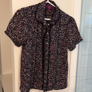 J. Crew Made With Liberty Black Floral Blouse